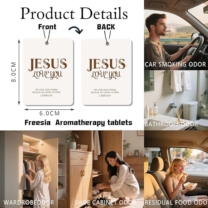 Christian Scripture Car Air Freshener 4Pcs, Trendy Leopard Hanging Scents,Retro Coquette Cheetah Prints Gift Air Freshener Hanging in Car Wardrobe Drawer or Book.