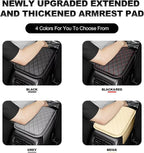 Upgraded Car Center Console Cover Fit for Venza Faux Leather Car Armrest Cover Cushion with 2 Storage Bags,Car Armrest Storage Box Interior Accessories(Beige&Whiteline)