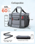 TOURIT Soft Sided Cooler Bag Insulated 48/60 Cans, Large Collapsible & Leakproof Ice Chest for Picnic, Beach, Camping, Travel