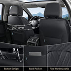FLORICH Leather Cars Seat Covers Full Set Waterproof Automotive Seat Covers Front and Rear 5 Seats Full Wrapping Edge Seat Protector Cushion Universal Fit for Most Car Truck SUV, Black
