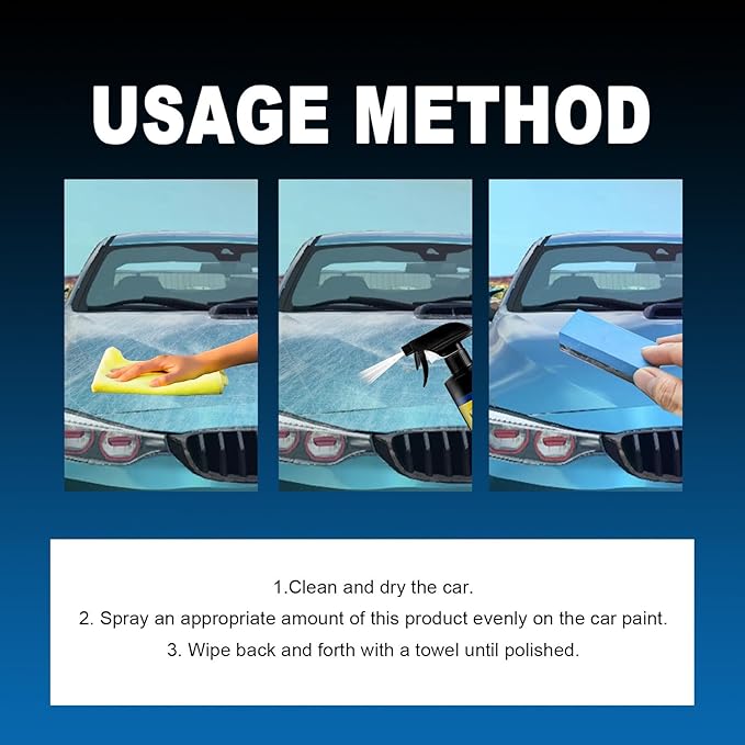 Sopami Car Coating Spray, Quick Effect Coating Agent for Car, Quickly Coat Car Wax, Car Scratch Wax Polish Spray Waterless Wash, Easy to Use (1set)