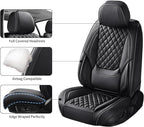 Car Seat Covers Full Set Black, Luxury Faux Leather Car Seat Covers Waterproof Non-Slip Seat Protector Universal Fit for Most Cars SUVs Trucks Pick-ups,Car Accessories for Front Seats and Back
