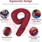 Kids Travel Neck Pillow, Toddler Travel Pillow for Car & Airplane and Head & Chin Support, Comfortably Travel Neck Pillow for Road Trip Sleeping, Gifts for Toddler/Child/Kids (Wine Red & Dark Blue)