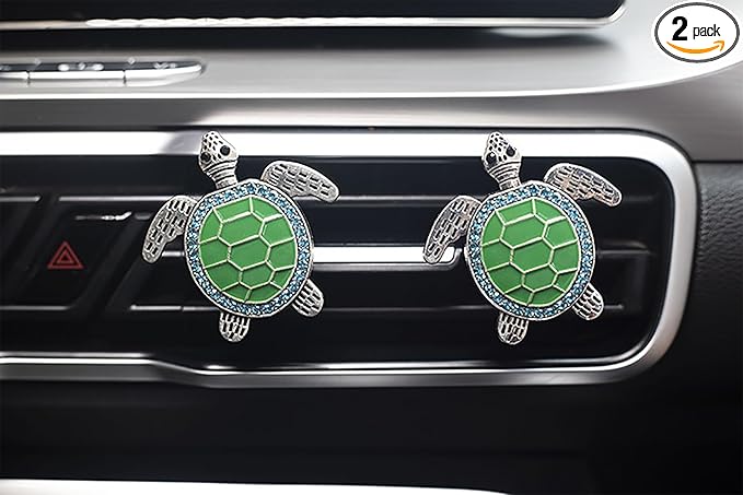 2 PCS Turtle Car Air Vent Clips, Lovely Tortoise Car Interior Decor Car Aroma Diffuser Vent Clip Car Air Freshener Vent Clips Car Accessories Decoration for Girls（Green）
