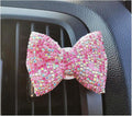 1 Pc Bling Crystal Car Bow-knot Air Vent Fragrance Sparking Rhinestone Car Diffuser Air Freshener with Vent Clip - Pink 1