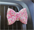 1 Pc Bling Crystal Car Bow-knot Air Vent Fragrance Sparking Rhinestone Car Diffuser Air Freshener with Vent Clip - Pink 1