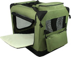EliteField 3-Door Folding Soft Dog Crate with Carrying Bag and Fleece Bed (2 Year Warranty), Indoor & Outdoor Pet Home (30" L x 21" W x 24" H, Sage Green)