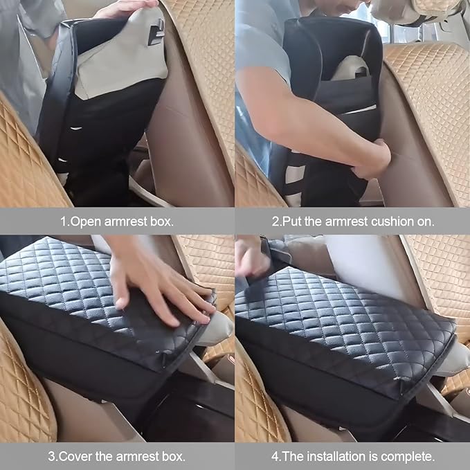 zipelo Car Armrest Cushion, Carbon Fiber Leather Auto Center Console Pad, Memory Foam Armrest Box with Storage Bag, Hand Rest Pillow with Organizer Pockets, Universal Fit for Most Vehicles (Pink)
