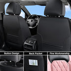 Coverado Leather Seat Covers, Car Seat Cover Front Seats, Waterproof Seat Covers, Luxury Faux Leather Car Seat Protectors, Black and Pink Car Seat Cover Universal Fit for Most Cars