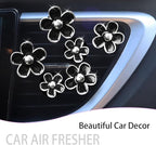 6pcs Flower Car Air Freshener Vent Clips,Girly Daisy Car Accessorie for Women,3 Sizes Sparkle Black Silver Flowers Vent Clips Decor,Refillable Diffuser