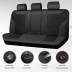 CAR PASS 3D Foam Mesh Leather Back Bench Car Seat Covers,Breathable Rear Seat Cover Universal Fit for Most Cars Sedans SUVs Vans Small Trucks 95% Automotive Backseat, Black