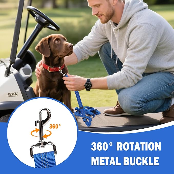 2 Pack Dog Seat Belt Tether for Golf Cart, Pet Dog Seat Belt Harness for Car, Adjustable Golf Dog Collar Leash for Golf Cart Pet Safety Protection to Prevent Accidental Injury