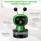 Smart Cute Robot Car Air Freshener, Fine Spray Car Aromatherapy Machine with Four-Gear Adjustment, Auto On/Off Mini Robot Fillable Essential Oil Diffuser for Vehicle Home Office (Flower)
