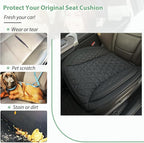 2 Pack Leather Front Car Seat Cover Bottom Only, Anti-Slip Padding Seat Cushion, Full Wrap Seat Protector with Storage Function Universal Fit for Most Cars, SUV, Pick-up Trucks (Black)