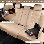 Beige Car Seat Covers Front Pair, Breathable Leather Automotive Front Seat Covers & Headrest for Comfortable Driving, Compatible with Most Cars Sedans SUV Pickup Trucks