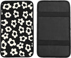 Car Center Console Cover,White Flowers Auto Center Console Pad,Armrest Cover Protector for Vehicle SUV Truck Car