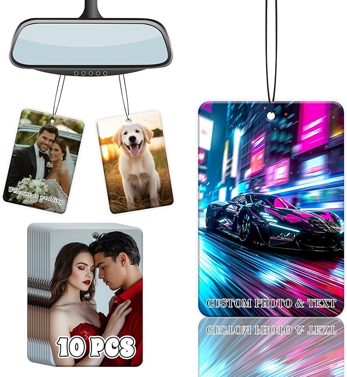 3-500Pcs Custom Air Fresheners with Picture - Personalized Double Sided Photo Text Logo Air Freshener for Car Hotel Business Event Promotion (General, Rectangle)