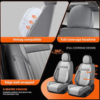 KEYOOG Universal 2-Seater Waterproof Breathable Nappa Leather Car Seat Covers Full Set, Compatible with Toyota Corolla Camry, Lexus LS400, Nissan Murano Rogue, Fit Front Seats Most Sedans SUV- Gray