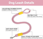 2-in-1 Dog Car Seatbelt Leash & Walking Lead - Heavy Duty 70CM Nylon Rope Leash with Secure Vehicle Buckle for Small Medium Large Dogs, for Travel, Walking, Training