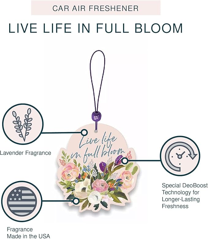 Studio Oh! Mothers Day Gifts Scented Hanging Car Air Fresheners - Pack of 2 - Natural & Exclusive Fragrance with DeoBoost Technology - Unique Design with Decorative Bead - Live Life In Full Bloom