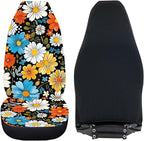 BIGCARJOB Hippie Daisy Car Seat Cover Set for Front Seat Only,2 Pack Blossom Flower Printed Auto Front Seat Protector Saddle Blanket for Women Girly Car Interior Accessories