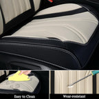 FLORICH Leather Seat Covers, Seat Covers Full Set, Car Seat Protectors 5 Seats, Automotive Seat Covers Fit for Most Cars Trucks SUV- Black&Beige