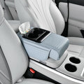 Car Armrest Cushion Cover Car Center Console Memory Foam Booster Pad with Storage Pocket and Tissue Hole for Sedan Vehicle (Cupholder - Blue, 13.39 * 7.68 * 2.95'' / 34 * 19.5 * 7.5cm)