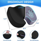 Seat Cushion - Memory Foam Office Chair Cushion for Sciatica, Tailbone & Back Pain Relief - Orthopedic Coccyx Pillow for Car, Airplane, Pregnancy & Long Sitting at Work, Black