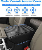 Autorder Center Console Cover for Ford Explorer 2020-2026 Accessories Armrest Cover Carbon Fiber Anti-Scratch Middle Console Pad Leather Armrest Protector