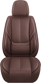 Car Seat Covers Full Set, Car Seat Cover Lumbar Support, Car Seat Protector Waterproof, Nappa Leather Car Seat Cushion, Front Seats and Back Fit for Most Cars Brown