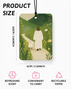 Trendy Jesus Christian Car Air Freshener 4 Pcs Coconut Scented, Religious Faith Car Accessories Mirror Decor for Women, Christian Cross Hanging Air Freshener for Cars Closet Drawer Books
