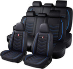 Car Seat Cover 8 Seats for Toyota Highlander 2001-2025, Waterproof Durable Premium Leather Car Seat Protector, Comfortable Anti-Slip Stylish Sport Seat Cover(8 Seats Standard,Black Blue)