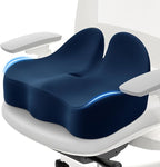 Memory Foam Seat Cushion for Office Chair, Ergonomic Coccyx Cushion for Desk Chair, Tailbone Support Pillow for Long Sitting, Non-Slip Seat Pad for Home, Gaming Chair -Navy Blue, X-Large