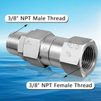 3/8 NPT Pressure Washer Swivel Fitting, Anti Twist 3/8 Male to Female Stainless Steel Connector Joint, 360 Degree Kink Free Swivel Fitting For Pressure Washer Gun, Hose(3/8 NPT Male to Female-2Pcs)