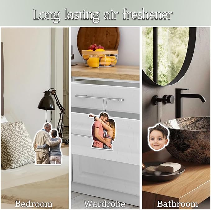 Custom Air Fresheners with Pictures - Personalized Photo air Freshener for Car, Double Sided Print Photo/Logo With Scents for Bedroom, Bathroom, Christmas Mother's Day Hanging Ornaments Holiday Gifts