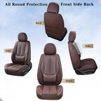 Coverado Seat Covers, Car Seat Covers Full Set, Leather Seat Covers for Cars, Car Seat Protector, Car Seat Covers Front Seats and Back Seats Universal Fit for Most Cars Brown