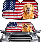 GENANY Golden Flag Windshield Sun Shade for Car SUV Truck (55x30 Inches), Sun Shade Windshield, Shades for Front Windows, Protector Blocks UV, Car Decor