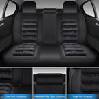 AOOG Fuzzy Car Seat Covers, Heated Bench Back Cushion Protector for Cars SUV Trucks(Full Set,Black)