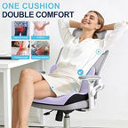 Seat Cushion for Office Chair and Car, L-Shaped Ergonomic Car Seat Cushions, Memory Foam Chair Cushion, Lumbar Support Pillow for Wheelchair, Car, Home, Office, Purple