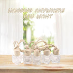 20 Pcs Car Air Freshener Diffuser, Empty Refillable Clear Square Glass Essential Oil Hanging Decor Aromatherapy Fragrance Pendant Vials With Wooden Caps & String