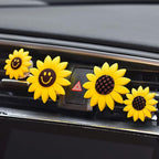 2 Pieces Sunflower Air Vent Clips Flower Car Accessories Cute Car Air Freshener Sun flower Gift Decorations Charm Car Clip Interior Air Vent Decor