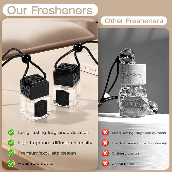 Luxury Perfume Scented Car Air Freshener for Summer - Hanging Essential Oil Diffuser with 90-Day Long-Lasting Fragrance, Non-Toxic & Eco, Premium Gift for Men/Women(Pacific Ocean Breeze, 2 x 8ml)