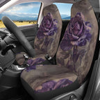 Delerain Car Seat Covers Set 2Pcs, Purple Rose Vintage Universal Front Car Seats Vehicle Enterior Protector Suitable Fits Most Car Auto SUV Sedan Truck