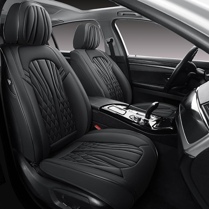 Leather Seat Covers,Car Seat Protector Waterproof,Seat Covers Full Set, Car Seat Protectors 5 Seats,Automotive Seat Covers Fit for Most Cars Black