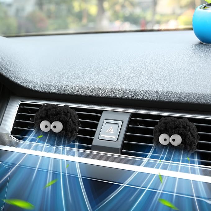 Soot Sprites Air Vent Clip Cute Car Air Freshener Outlet Decoration Charm Car Interior Accessories for Women - 2 Pcs