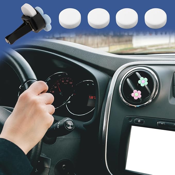 30Pcs Car Air Freshener Refill Felt Pads Unscented Essential Oil Perfumes Refill Pads 17mm Air Freshener Replacement Pad White Refill Replacement Tablets for Car Airs Freshener Vent Clips Diffusers