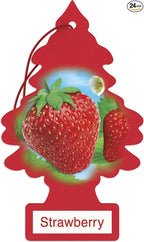 LITTLE TREES Car Air Freshener | Hanging Paper Tree for Home or Car | Strawberry | 24 Pack