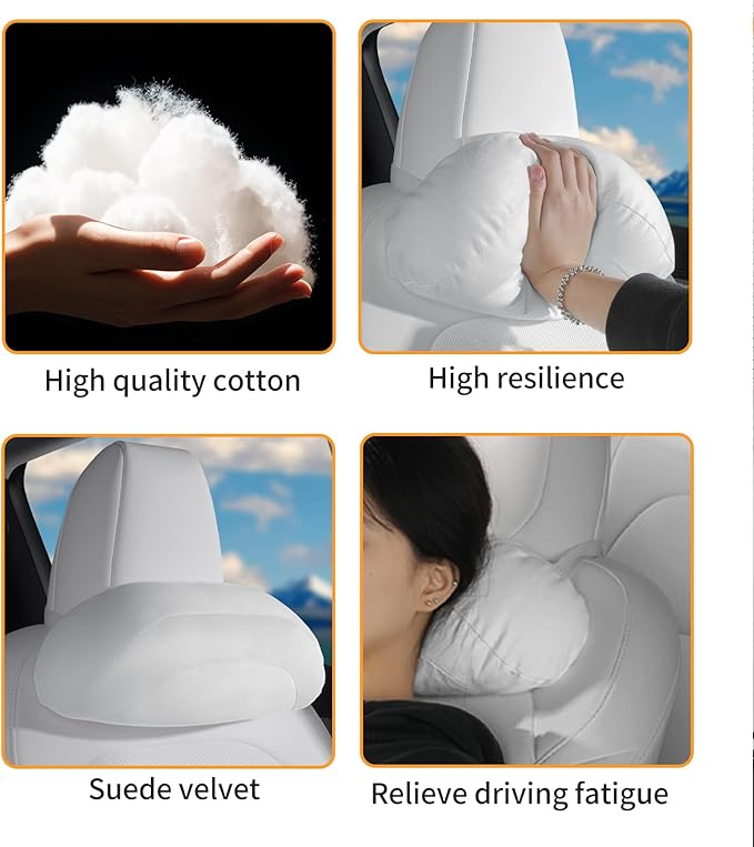 Soft car headrest for Model 3 Y S X Highland Juniper Accessories Complies with The Original OEM Factory Standards No Pressure no Odor Easy to Clean Pain Relief Car Neck Pillow 1pc White