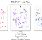 Mancheng-zi Coquette Bow Christian John 3:16 Car Air Freshener 3Pcs, Cute Preppy Girly Religious Air Freshener Hanging for Cars Closet Drawer or Books, Blue Purple Pink Car Accessories Mirror Decor