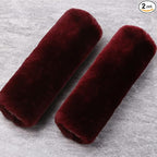 OGLAND 2 Pack Real Sheepskin Wool Car Seat Belt Pads for Auto Car Seat Belt, Soft Shoulder Pad, Neck Cushion Protector, Genuine Natural Merino Wool (Grape Red)